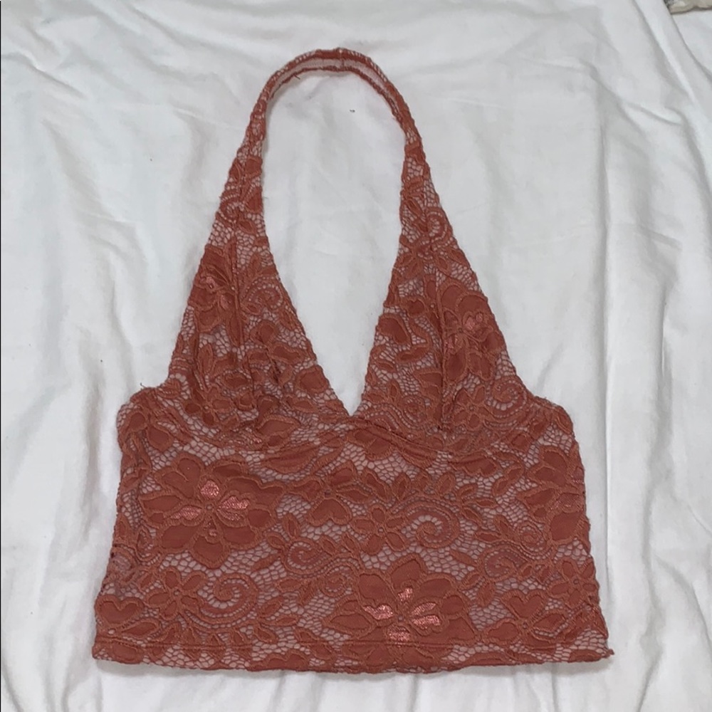 Kimchi Blue Lace Halter Crop Top, S